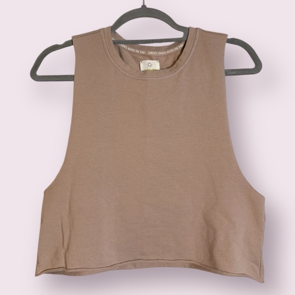 Offline By Aerie Blush Dusty Rose Pink Cropped Muscle Tank Top XS.